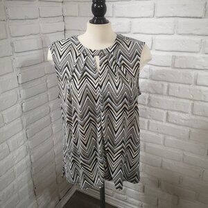 JM Studio by John Meyer Ladies Size XL Black Tan Off White Sleeveless Tank Top